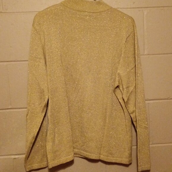 Vintage Yarnworks himmering Gold Turtleneck Sweater Should Pads Siz XL - Picture 8 of 9